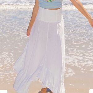 NATURAL LIFE Feelin' Alive White Cotton Convertible Boho Midi Skirt--L